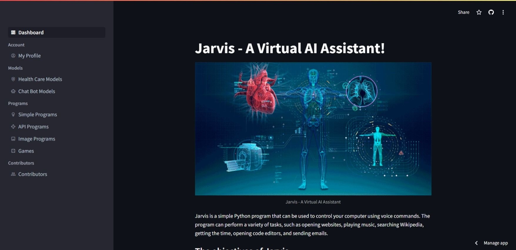 Jarvis Dashboard Page